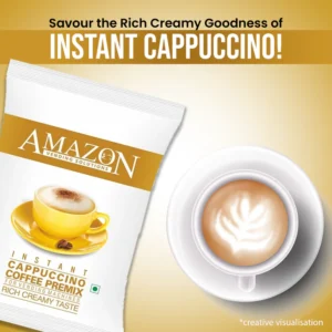 AMAZON 3 in 1 Instant Cappuccino Coffee Premix | Rich Creamy Taste | Uses in Vending Machine