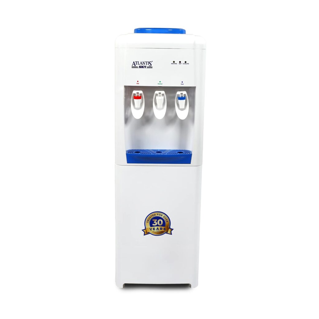 ATLANTIS SKY | Smart Glass Push-Pull Taps | Floor Standing Water Dispenser with Hot, Normal & Cold Water | 3L/hour Cooling Capacity