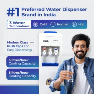 ATLANTIS SKY | Smart Glass Push-Pull Taps | Floor Standing Water Dispenser with Hot, Normal & Cold Water | 3L/hour Cooling Capacity Hover Image