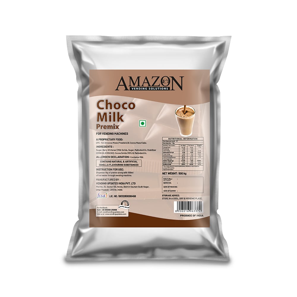 AMAZON Choco Milk Premix – 500g Pack | Tasty Chocolate Beverage for Vending Machines
