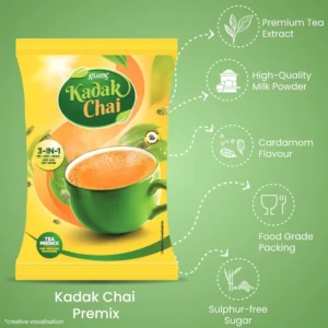 ATLANTIS Kadak 3-in-1 Instant  Cardamom Tea Premix Powder Pack| 1KG | No Milk, Sugar Required Hover Image