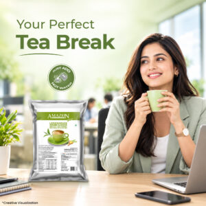 AMAZON Plus 3-in-1 Lemongrass Ginger  Tea Premix | Suitable for Vending Machines and Manual Use- Just Add Hot Water Hover Image