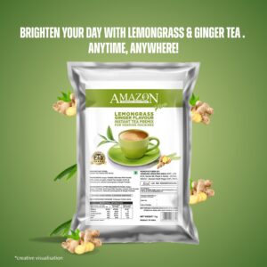 AMAZON Plus 3-in-1 Lemongrass Ginger  Tea Premix Powder Pack | No Milk, Sugar Required Hover Image