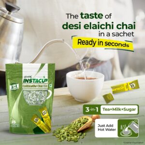ATLANTIS INSTACUP 3-IN-1 Cardamom Chai Premix Single Serve Sachets Pack | 25 Sachets X 14 Grams Pouch | Travel-Friendly Zipper Lock Pack | Just Add Hot Water & Stir Hover Image