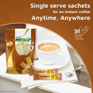 ATLANTIS INSTACUP 3-IN-1 Coffee Premix Single Serve Sachets Pack | 25 Sachets X 14 Grams Pack | Just Add Hot Water & Stir Hover Image