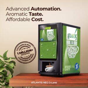 ATLANTIS NEO 3 Lane Tea and Coffee Vending Machine – Dedicated Hot Water