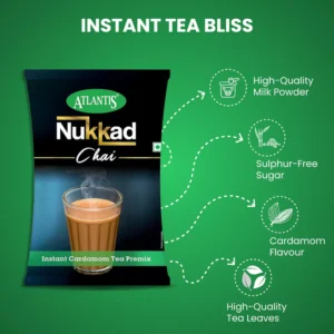 ATLANTIS Nukkad 3-in-1 Tea Premix Powder for Vending Machines| 1KG Pack | No Milk, Sugar Required Hover Image