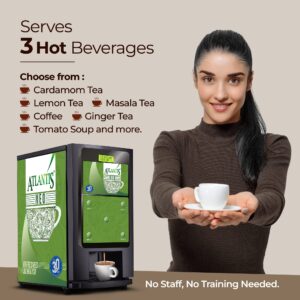 ATLANTIS NEO COIN OPERATED 3-Lane Tea and Coffee Vending Machine - Dedicated Hot Water Hover Image