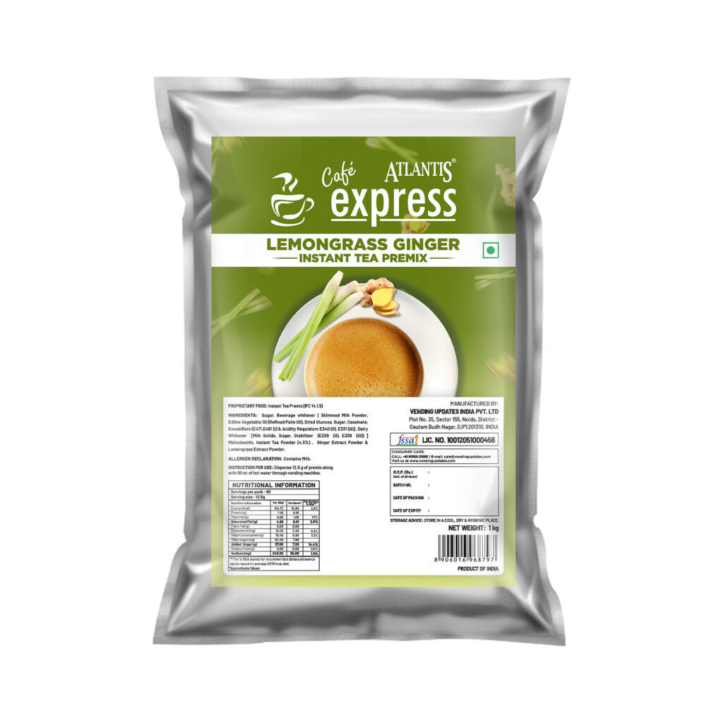 Cafe Express Lemongrass Ginger Tea Premix – 3-in-1 Blend for Vending Machines | No Milk or Sugar Needed