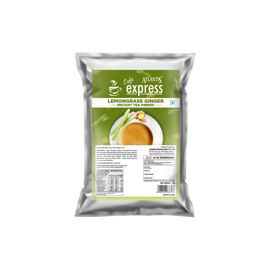 Cafe Express Lemongrass Ginger Tea Premix – 3-in-1 Blend for Vending Machines | No Milk or Sugar Needed