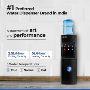 ATLANTIS BLAQUE | 18L Cooling Cabinet | Smart Push Buttons | Hot, Normal & Cold Water | 2.5L/hour Cooling Capacity  | Top Loading Hover Image