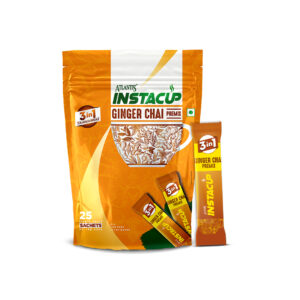 ATLANTIS INSTACUP 3-IN-1 Ginger Tea Premix Single Serve Sachets Pack | 25 Sachets X 14 Grams Pouch Pack | Just Add Hot Water & Stir