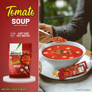 ATLANTIS INSTACUP Croutons Tomato Single Serve Sachets Soup Pack | 18 Sachets X 20 Grams Pack |  Just Add Hot Water & Stir Hover Image