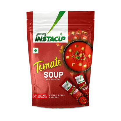ATLANTIS INSTACUP Croutons Tomato Single Serve Sachets Soup Pack | 18 Sachets X 20 Grams Pack |  Just Add Hot Water & Stir