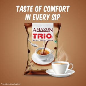 AMAZON Trio 3-in-1 Coffee Premix Powder – Instant Cafe-Style Coffee Anytime | For Vending Machines & Manual Use – Just Add Hot Water