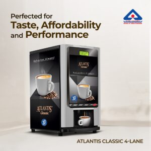 ATLANTIS CLASSIC 4 Lane Tea & Coffee Vending Machine – 3 Ltrs hot Tank Hover Image