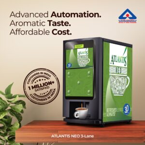ATLANTIS NEO 3 Lane Tea and Coffee Vending Machine - Dedicated Hot Water Hover Image