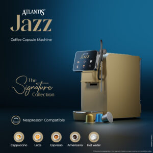 Atlantis Jazz Coffee Capsule Machine | With 18 Assorted Coffee Capsules In 3 Blends | Integrated Milk Dispensing | One-Touch Cappuccino, Latte, Espresso & Americano | Nespresso® Original Line Compatible Hover Image